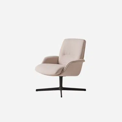 REV0030 - Lounge armchair with medium back, upholstered outer shell and 4 spoke aluminum swivel base 이미지