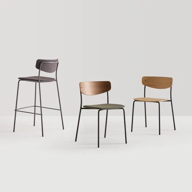 LEA0410 - Chair with wooden back and seat