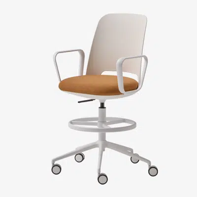 Immagine per ORU0140 - Swivel stool with arms and 5 spoke base on casters + gas lift + footrest