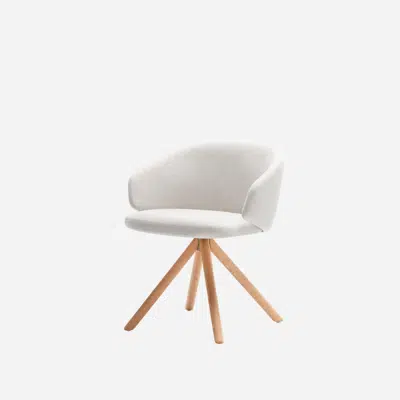 BIN0030MA - Armchair with low back and 4 spoke wooden swivel base图像
