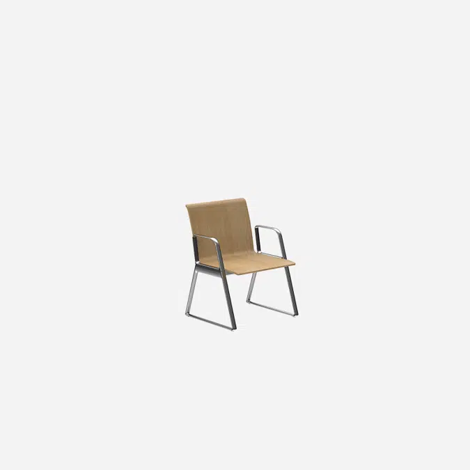 LIN0512 - Armchair with wooden mono-shell and arms