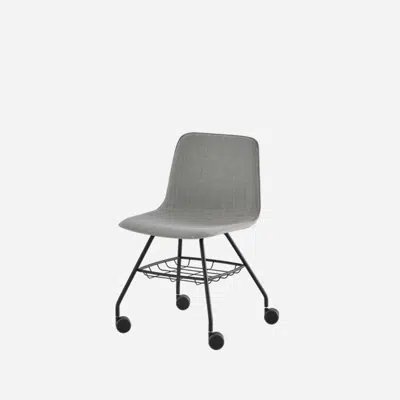 bilde for VXL0690 - Chair with 4 leg frame on casters + basket (upholstered mono-shell)