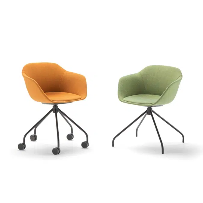 TAI0660 - Armchair with 4 spoke steel swivel base (plain upholstered seat shell)