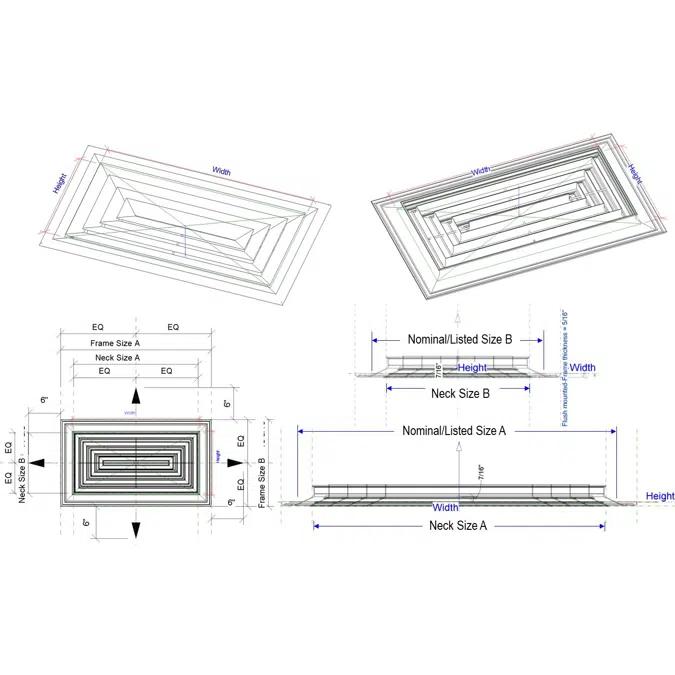 Four way ceiling diffuser L-AV