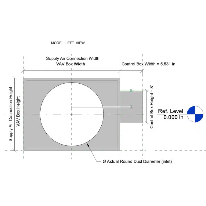 Caja de volumen de aire variable, ducto sencillo, L-CVAV