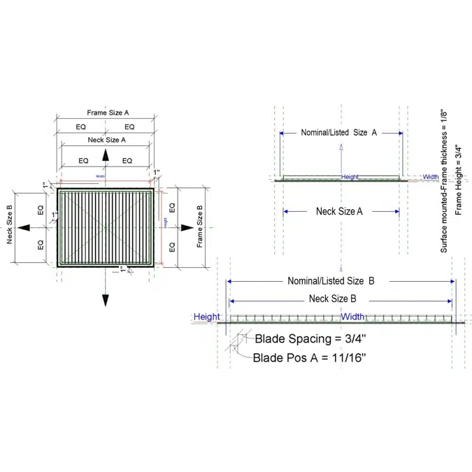 Single Deflection Supply Grille L-V