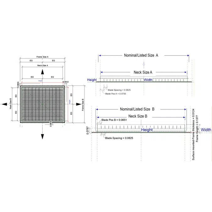 Aluminum double deflection Grille L- VH adjustable air supply HVAC sidewall or ceiling grille register without damper