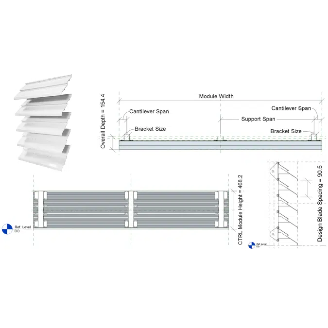 Screen and Louver, Modular, L-OL-4, without frame