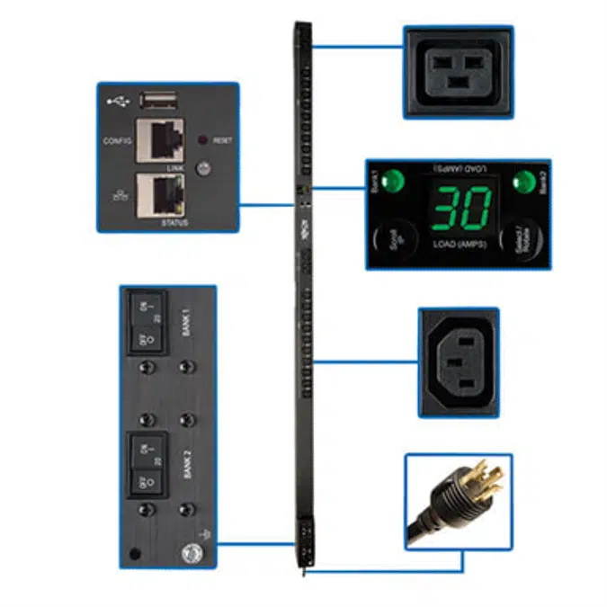 5/5.8kW Single-Phase Switched PDU with LX Platform Interface, 208/240V Outlets (20 C13 & 4 C19), L6-30P, 0U, TAA