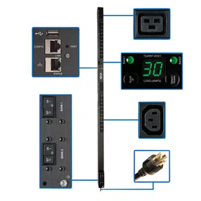 Image for 5/5.8kW Single-Phase Switched PDU with LX Platform Interface, 208/240V Outlets (20 C13 & 4 C19), L6-30P, 0U, TAA