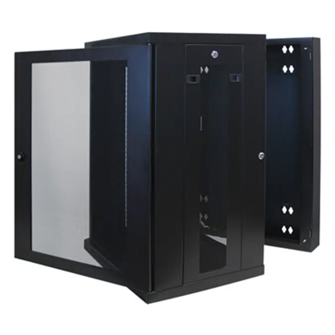 SmartRack 18U Low Profile Switch Depth Wall Mount Rack Enclosure Cabinet, Hinged Back