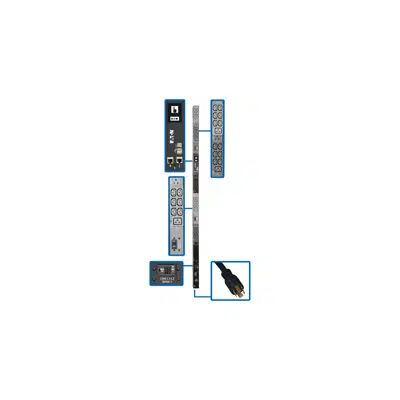 Image for 8.6kW 3-Phase Monitored PDU, LX Interface, 208/120V Outlets (36 C13/6 C19/3 5-15/20R), LCD, NEMA L21-30P, 1.8m/6 ft. Cord, 0U 1.8m/70in. Height, TAA