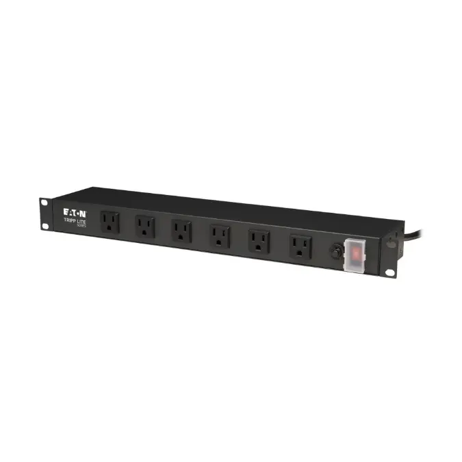 1U Rack-Mount Power Strip, 120V, 15A, 5-15P, 12 Outlets (Right-Angled Widely Spaced), 15-ft. Cord