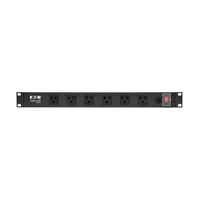 1U Rack-Mount Power Strip, 120V, 15A, 5-15P, 12 Outlets (Right-Angled Widely Spaced), 15-ft. Cord