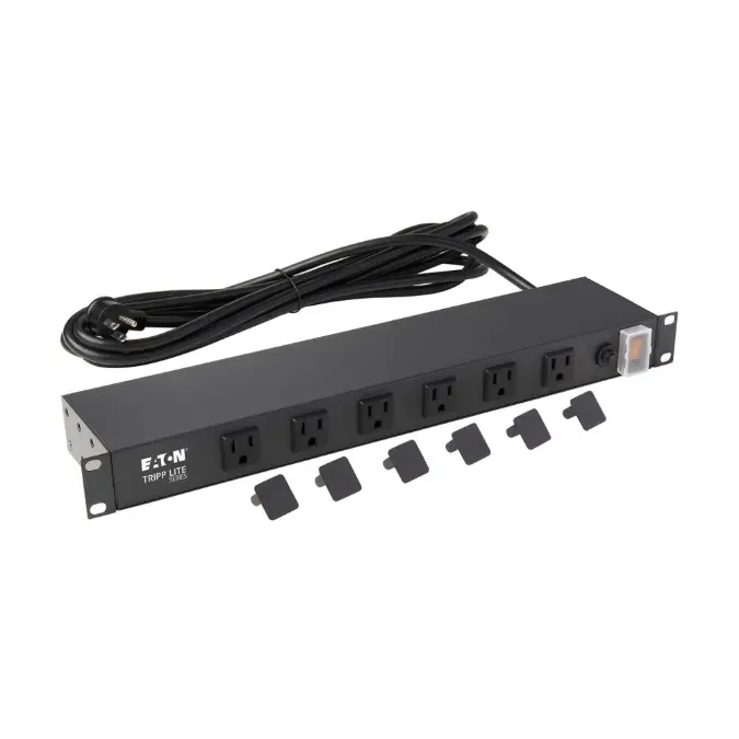 1U Rack-Mount Power Strip, 120V, 15A, 5-15P, 12 Outlets (Right-Angled Widely Spaced), 15-ft. Cord