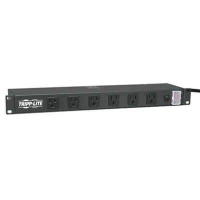 kép a termékről - 1U Rack-Mount Power Strip, 120V, 15A, 5-15P, 12 Outlets (Right-Angled Widely Spaced), 15-ft. Cord