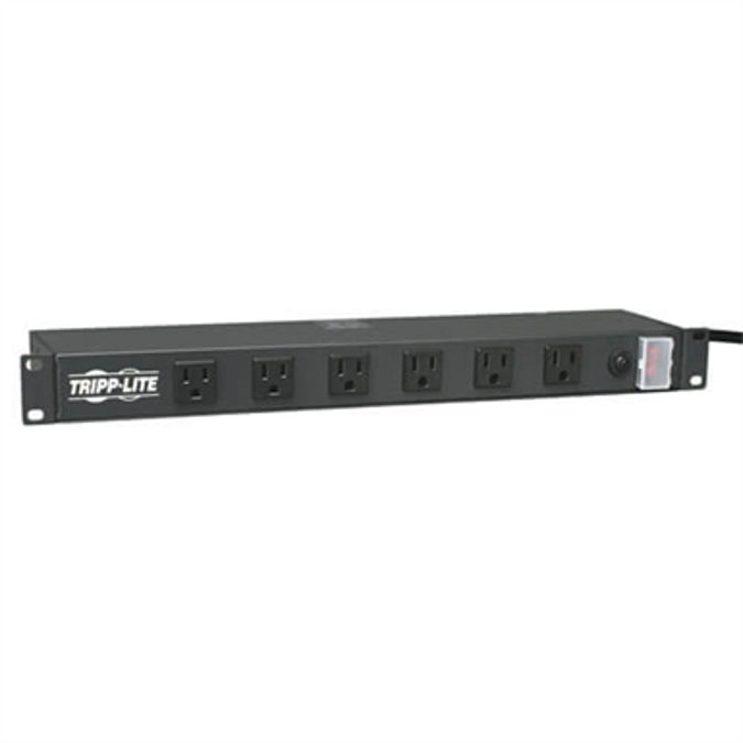 1U Rack-Mount Power Strip, 120V, 15A, 5-15P, 12 Outlets (Right-Angled Widely Spaced), 15-ft. Cord