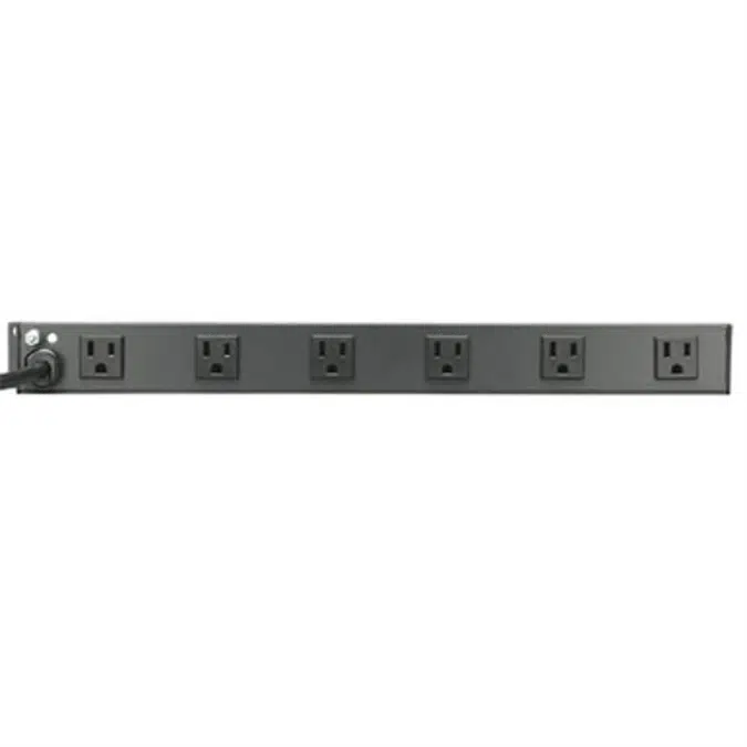 1U Rack-Mount Power Strip, 120V, 15A, 5-15P, 12 Outlets (Right-Angled Widely Spaced), 15-ft. Cord