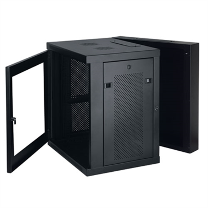 SmartRack 12U Low Profile Switch Depth Wall Mount Rack Enclosure Cabinet with Clear Acrylic Window, Hinged Back