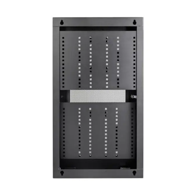 SmartRack 3U Low-Profile Vertical-Mount Switch-Depth Wall-Mount Structured Wiring Enclosure with Adjustable Equipment Brackets