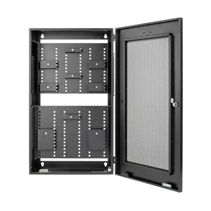 SmartRack 3U Low-Profile Vertical-Mount Switch-Depth Wall-Mount Structured Wiring Enclosure with Adjustable Equipment Brackets