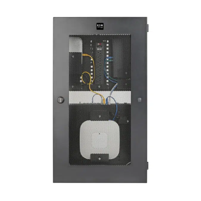SmartRack 3U Low-Profile Vertical-Mount Switch-Depth Wall-Mount Structured Wiring Enclosure with Adjustable Equipment Brackets