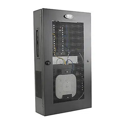 Image for SmartRack 3U Low-Profile Vertical-Mount Switch-Depth Wall-Mount Structured Wiring Enclosure with Adjustable Equipment Brackets