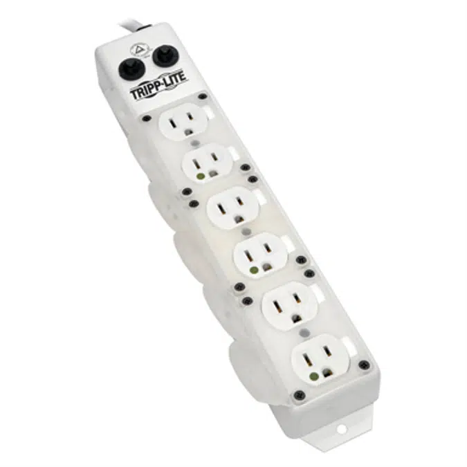 UL 1363A Medical-Grade Power Strip; 6 15A Hospital-Grade Outlets, Safety Covers, 15 ft. Cord