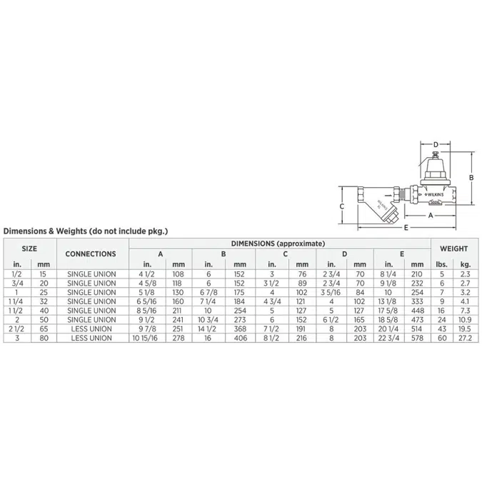 500XLYSBR Water Pressure Reducing Valve with Wye Strainer