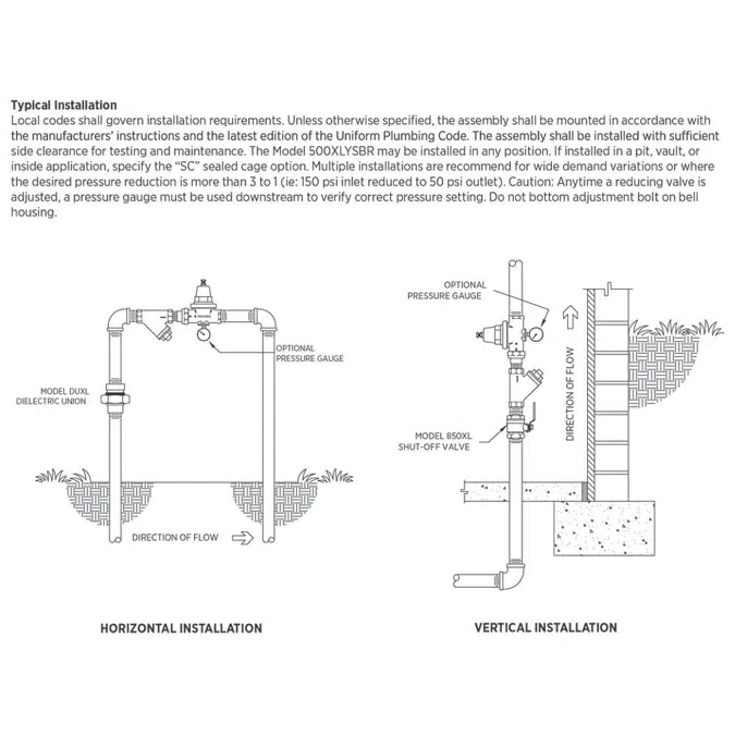500XLYSBR Water Pressure Reducing Valve with Wye Strainer