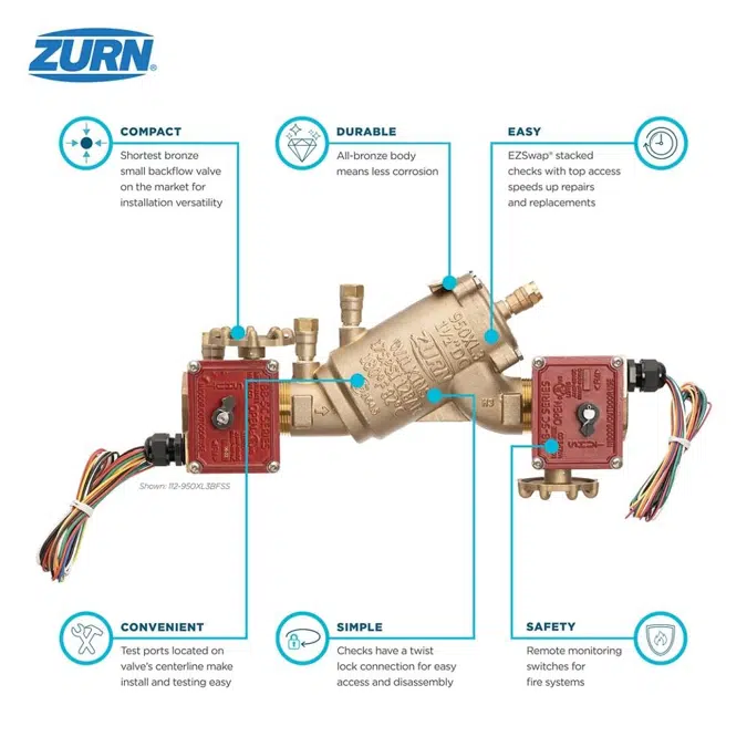 Wilkins 950XL3BFSS Double Check Backflow Preventer