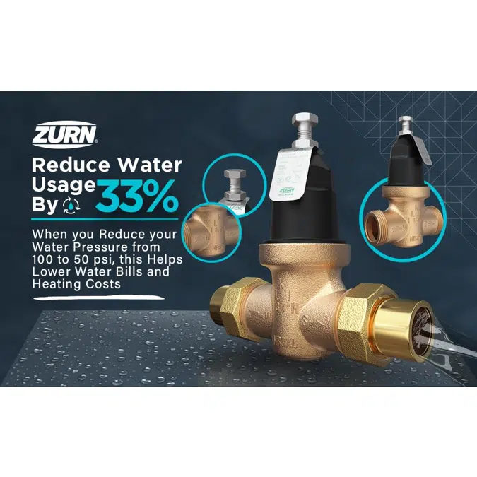 Wilkins NR3XL Water Pressure Reducing Valve with Integral Inlet Strainer, 1/2" to 2", Lead-Free*