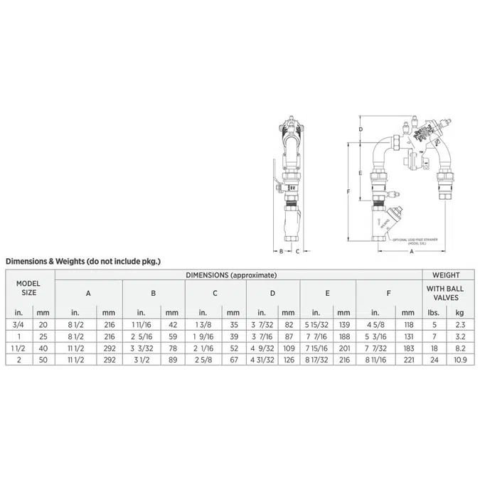 975XL3N Reduced Pressure Principle Backflow Preventer, – N-Pattern