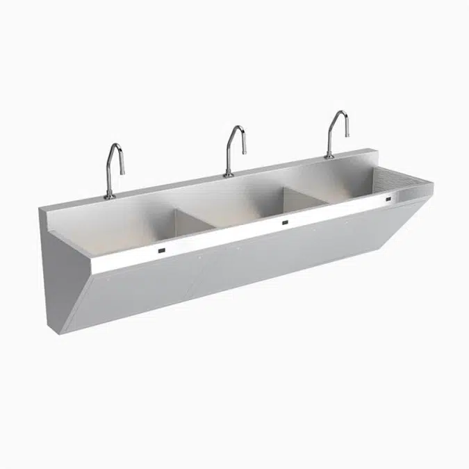 Stainless Steel ESS 2300 3-Station Wall-Mounted Scrub Sink