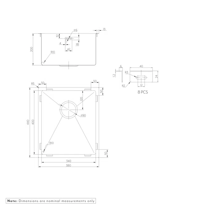 Ohelu Single Sink 380mm (Overflow)