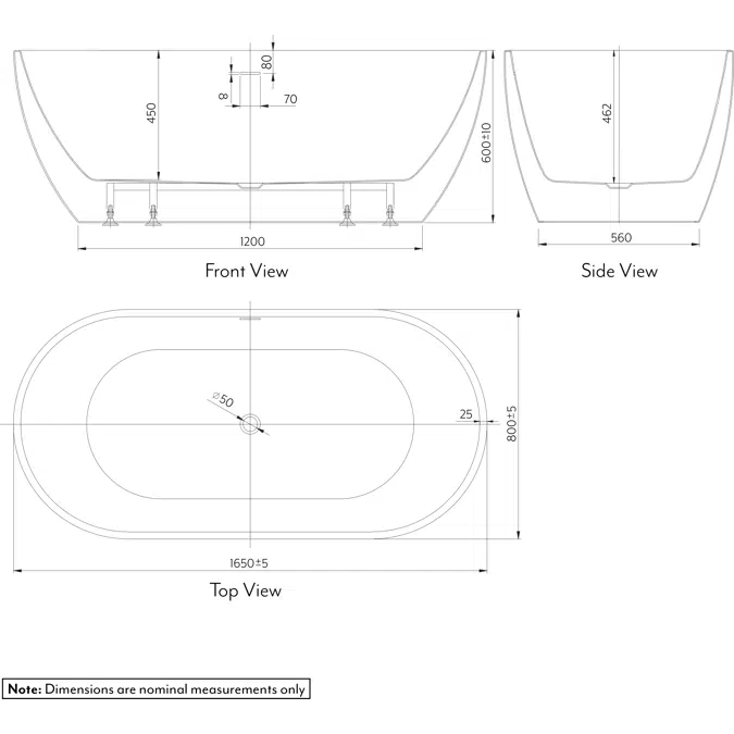 Scala Acrylic Freestanding Bath - 1650mm