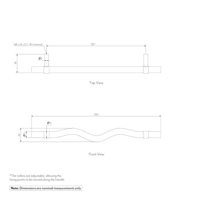 Ziggy Adjustable Cabinetry Pull 250mm