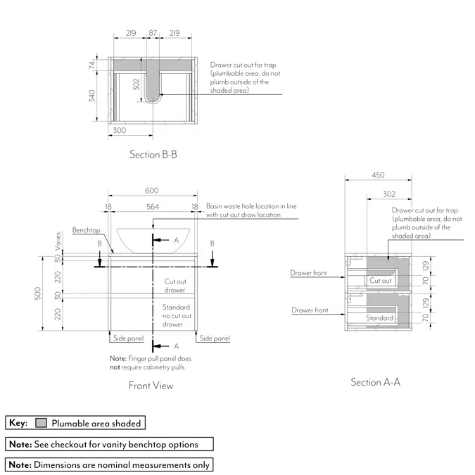 Addison 2-drawer 600mm