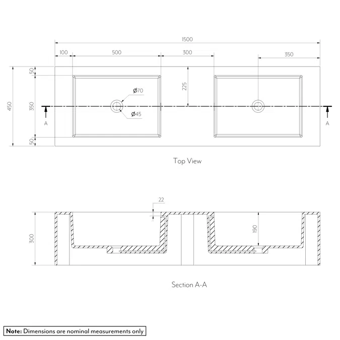 Henderson Double Wall-Mounted Basin 1500mm