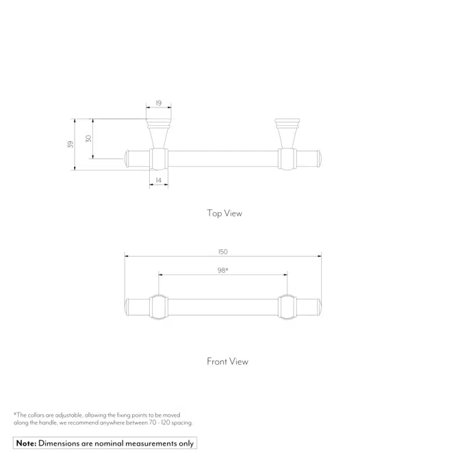 Kingsley Adjustable Cabinetry Pull 150mm