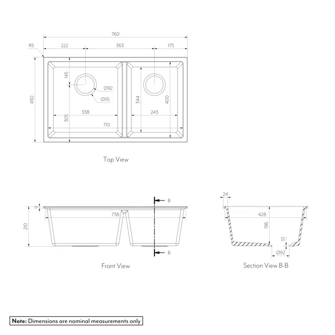 Vienna Double Sink 760mm