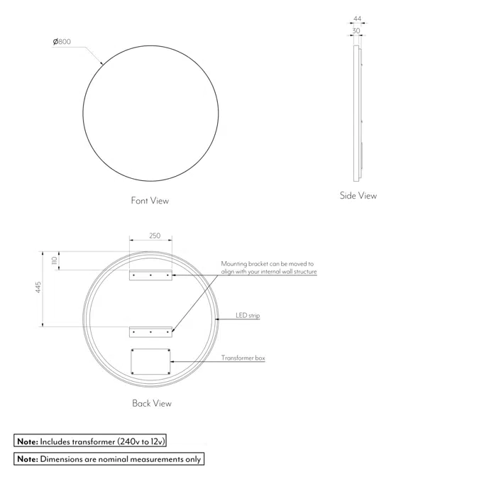 Round Mirror LED 800mm