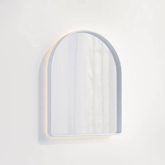 Arch Wall Mirror LED 600 x 750mm - Matte White (Solid Surface)