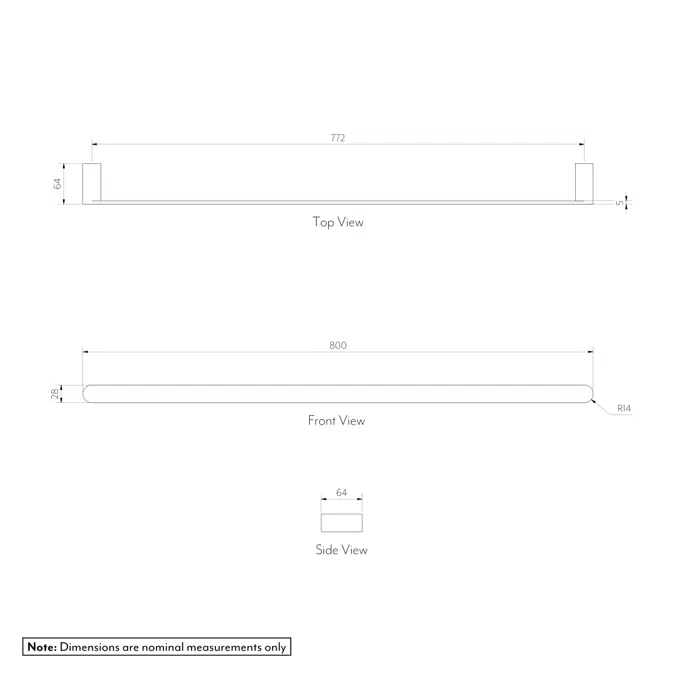 Milani Single Towel Rail 800mm