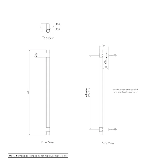 Modi Adjustable Entry Door Pull 600mm