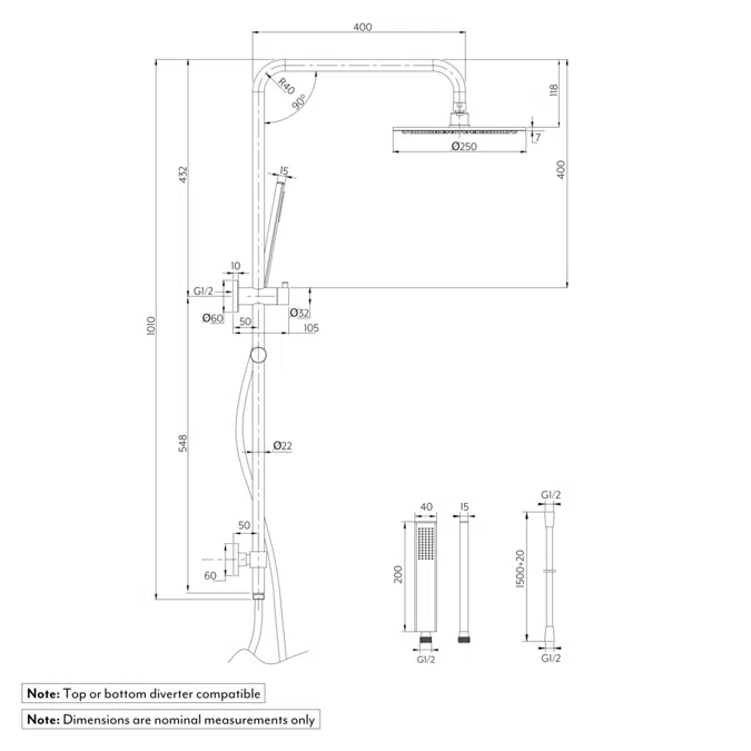 Finley Shower Rail Set