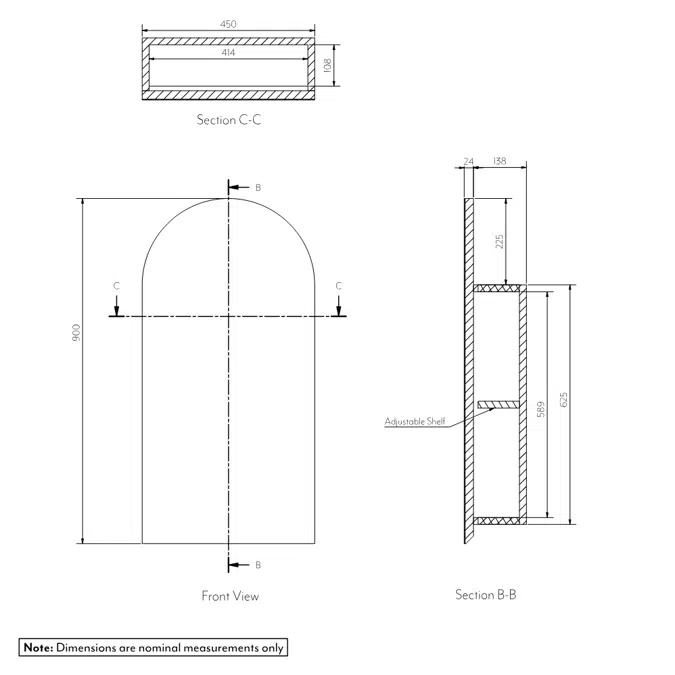 Mona Arch Mirror Cabinet - 450 x 900mm
