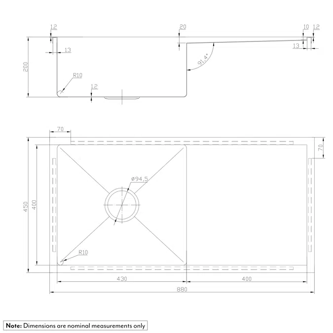 Jai Single Kitchen Sink 880mm