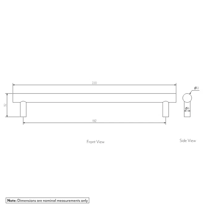 Tezra Cabinetry Pull 220mm - Stainless Steel