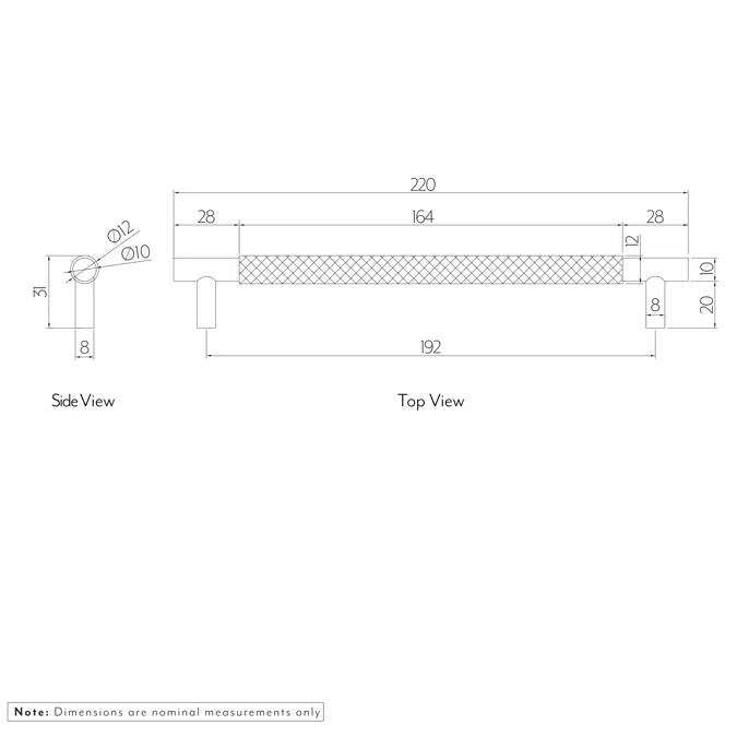 Tezra Textured Cabinetry Pull 220mm